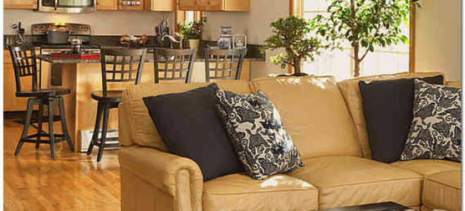 Варианты дизайна гостиных совмещенных с кухней