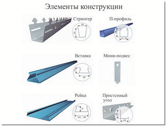 Крепежные элементы реечного подвесного потолка