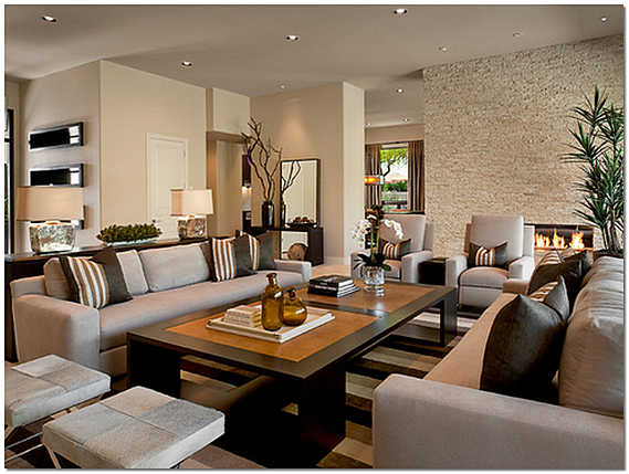 Современная отделка стен в гостиной