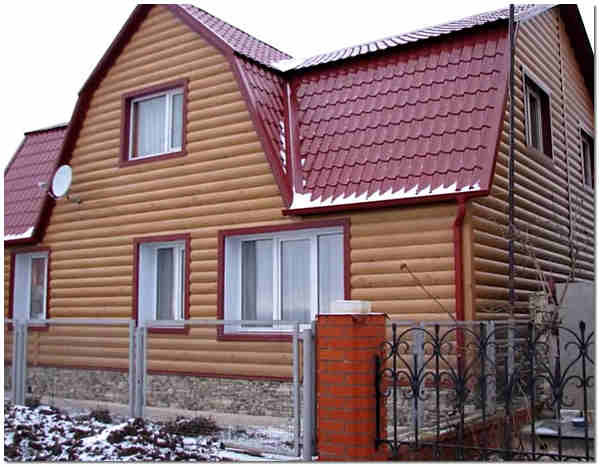 Отделка фасада дома сайдингом под бревно фото